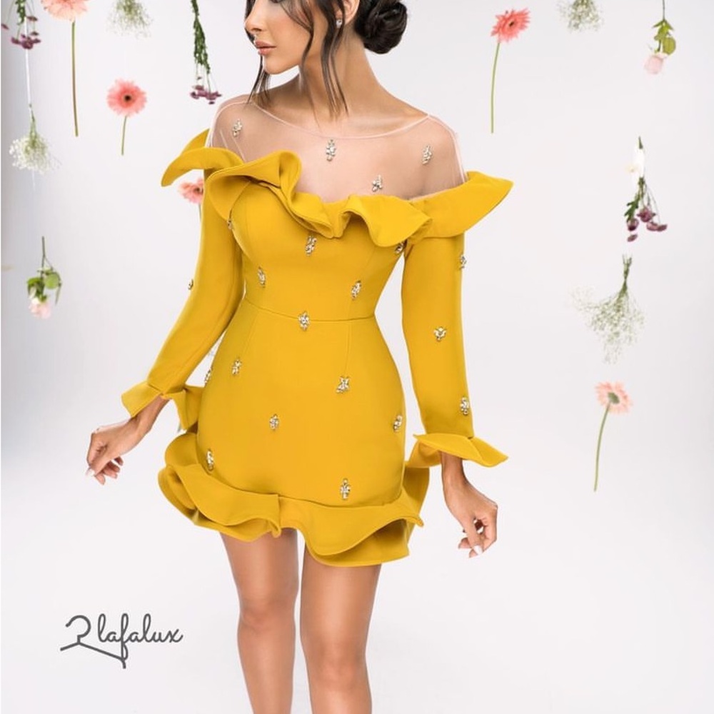 Mustard Yellow Ruffle Dress